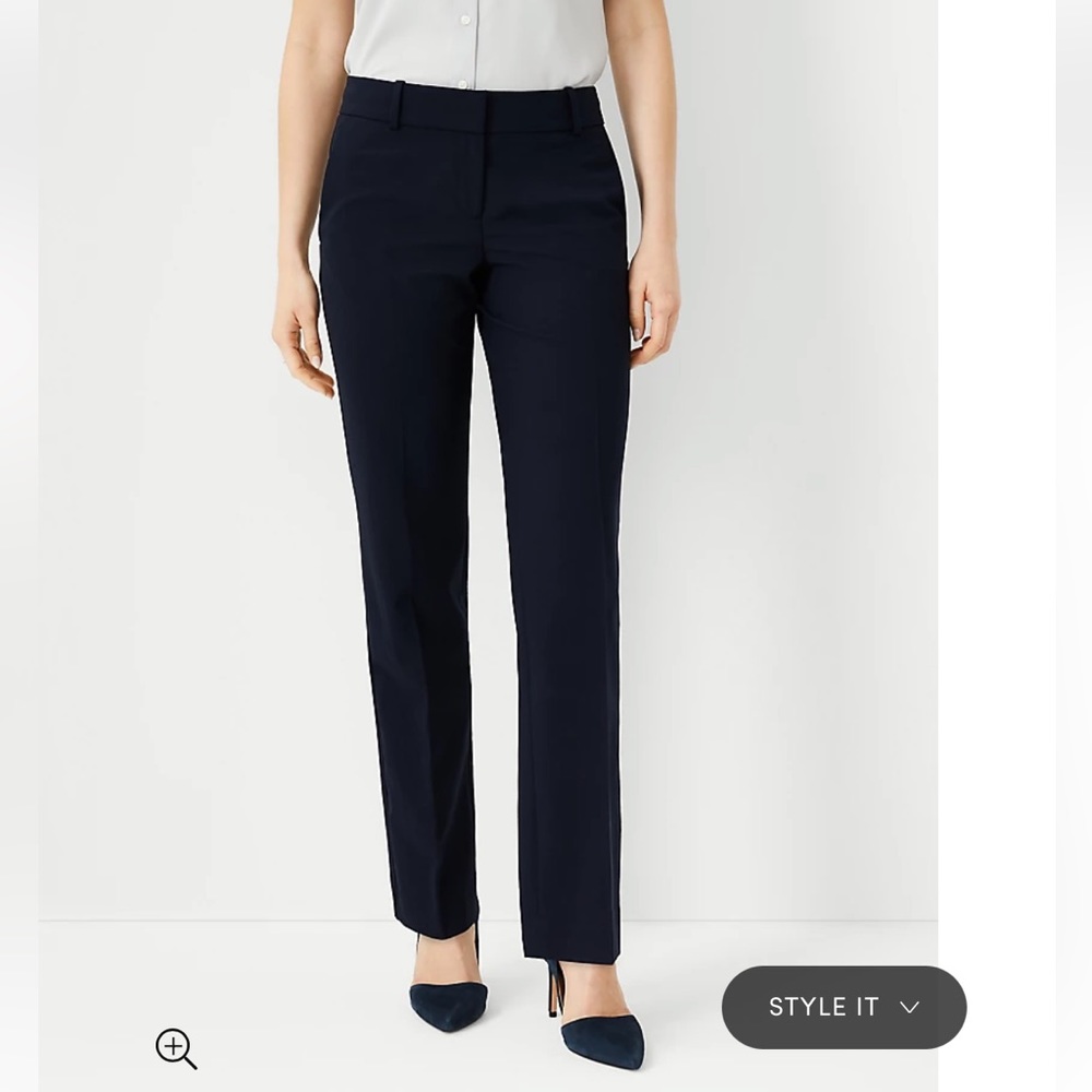 Anne Taylor Straight Leg Trouser, Navy, Women’s 8